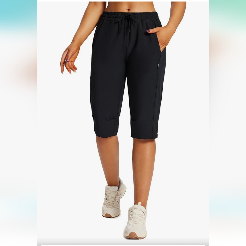 BALEAF Women's Long Shorts Below The Knee Capri Hiking Cargo Shorts